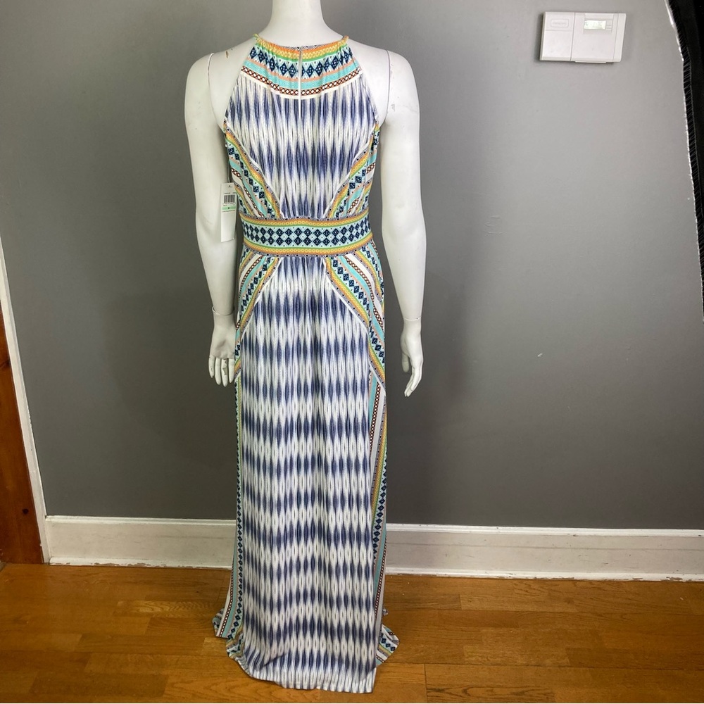 London Times maxi dress size 8 NWT Southwestern halter longline sleek Cleopatra - Picture 10 of 15